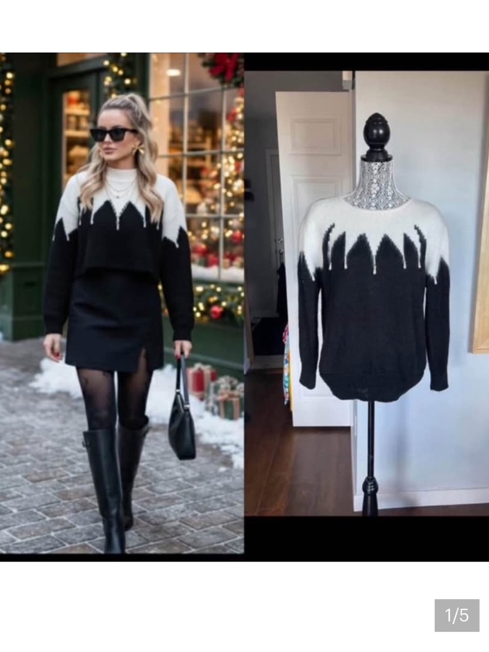 Vintage Wool/Angora Fur Blend Pearl Apres Ski Cozy Knit Sweater.Small/Medium